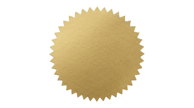 Gold starburst seal with textured surface on black background
