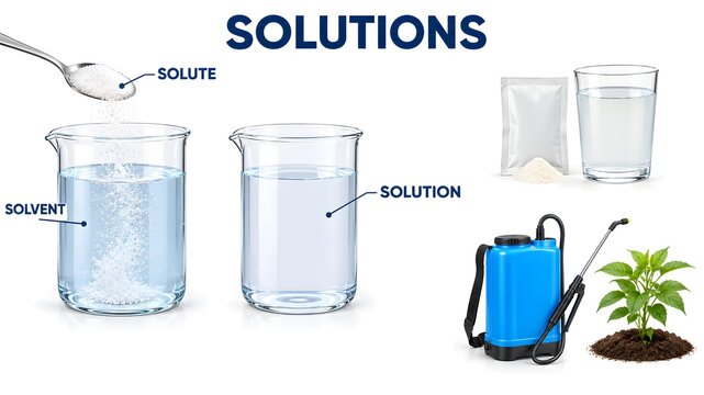 Chemical Solutions Solute and Solvent Chemistry Illustration