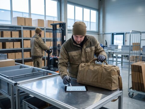 Quality inspector processing holiday returns reverse logistics