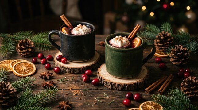 Warm holiday cheer a cozy christmas scene with hot chocolate and