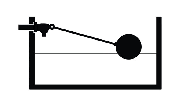 Water Tank Float Valve and Lever Black Silhouette