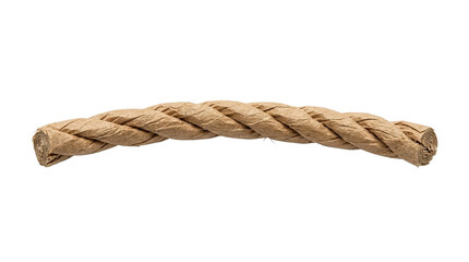 Thick twisted brown rope segment with coiled appearance on white background © Nataliia