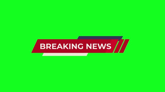 Breaking news lower third banner template on green screen chroma key background video footage featuring modern graphic design elements for television broadcast and media production