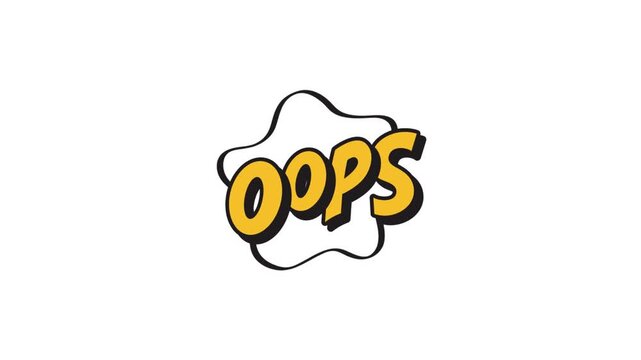 Oops text animation graphic featuring vibrant retro comic style lettering over bright green chroma key background for modern video editing and fun digital design content creation projects clip