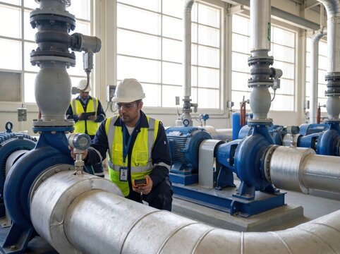 Technician Inspecting Industrial Equipment During Year-End Shutdown
