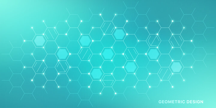 Graphic design element with abstract geometric background of simple hexagon pattern
