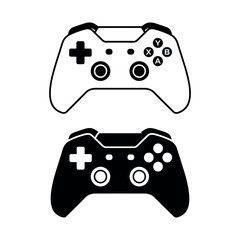 Two modern video game controllers black and white © A[s max