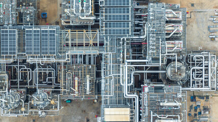 Obraz na płótnie Canvas Oil and Gas refinery petrochemical plant industrial, Aerial view oil refinery, Refinery plant, Refinery factory.