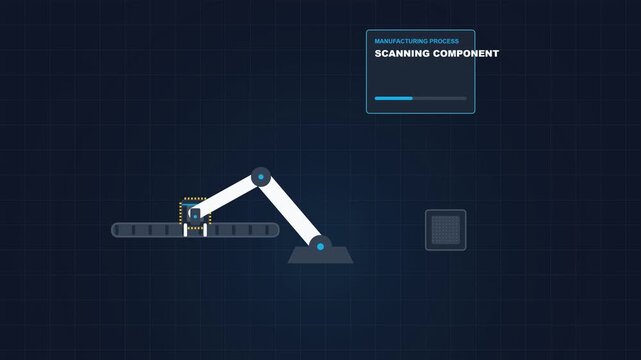 Automated Robotic Arm for Microchip Manufacturing System Idle Animation