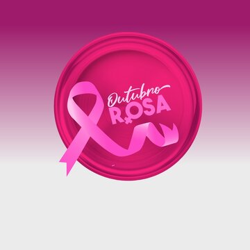 
​Outubro Rosa concept vector graphic with pink ribbon and typography for breast cancer awareness month campaign banner.