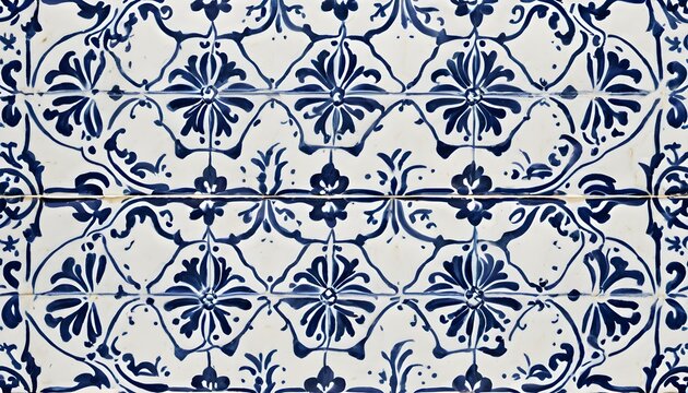 Blue And White Painted Ceramic Tile Pattern, Colonial Style