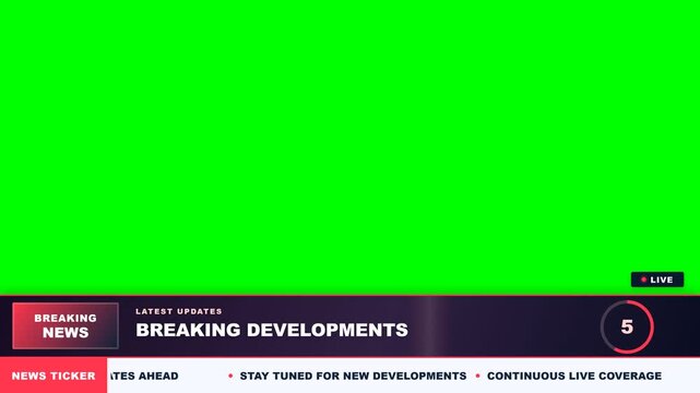 Breaking News Countdown Timer Red Lower Third Green Screen