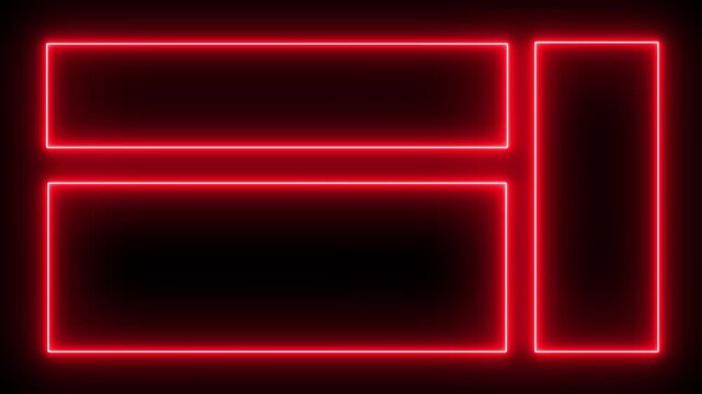 Neon line Geometry Futuristic grid animation. Collage or grid concept. Simple bento grid UI layout design. Alpha channel 4k