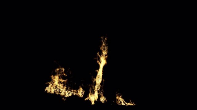 Pole Fire Flames Isolated on Transparent Background