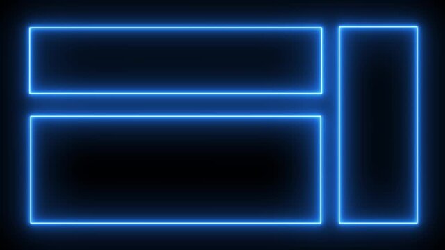 Neon line Geometry Futuristic grid animation. Collage or grid concept. Simple bento grid UI layout design. Alpha channel 4k
