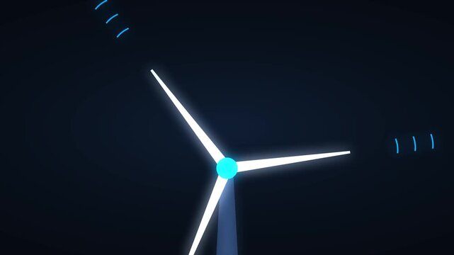 Wind turbine blades rotating with speed lines energy