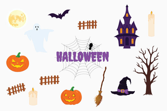 Halloween clip art elements set 