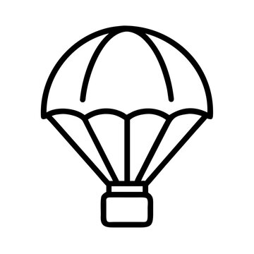 parachute skydiving line icon, outdoor sport and extreme adventure symbol for jump, flight and freedom concept, outline vector design