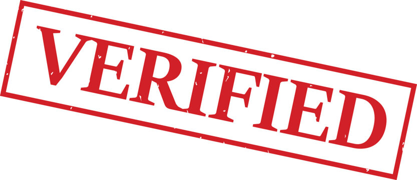 Red rectangular rubber stamp with the word verified in capital letters on a clean white background d