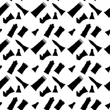 Seamless black white pattern chess figures