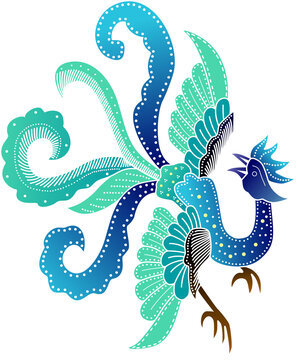 vector illustration of a phoenix (motif batik)