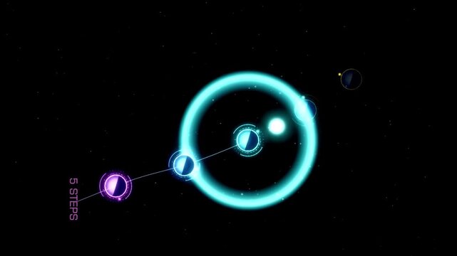 Futuristic 5 Steps Infographic Timeline HUD Animation in Deep Space Loop