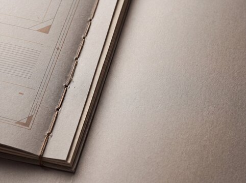 Coptic bound notebook spine with exposed brown thread