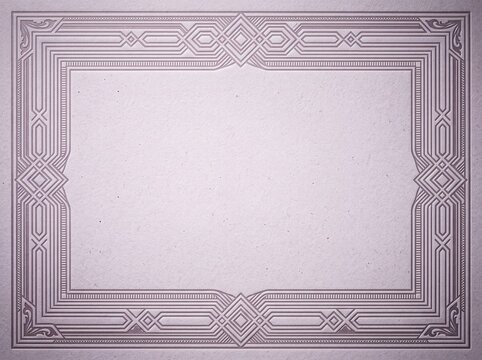 Elegant lavender embossed paper frame with geometric pattern