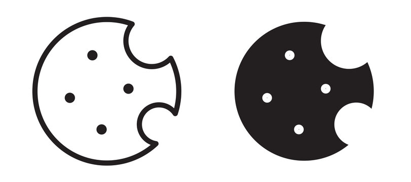 Cookie icon flat outline in black