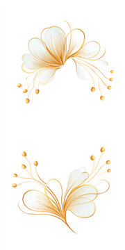 Elegant gold floral border on a white background. Luxury decorative frame for a wedding invitation or certificate. Abstract flower design with copy space