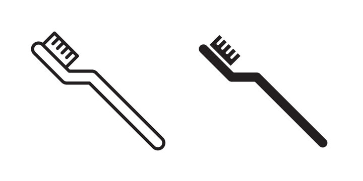 Toothbrush icon flat outline in black