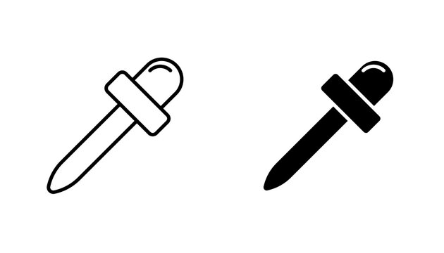 Eye dropper icon flat outline in black
