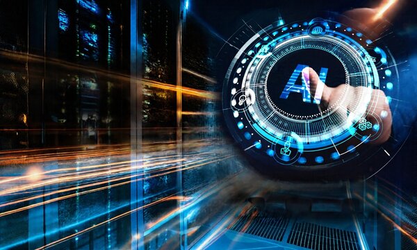Futuristic AI Interface with High Speed Data Processing