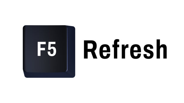 3D F5 refresh keyboard shortcut key with bold refresh text isolated on transparent background for computer technology and software interface design