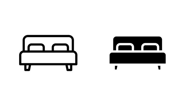 Bed icon flat outline in black