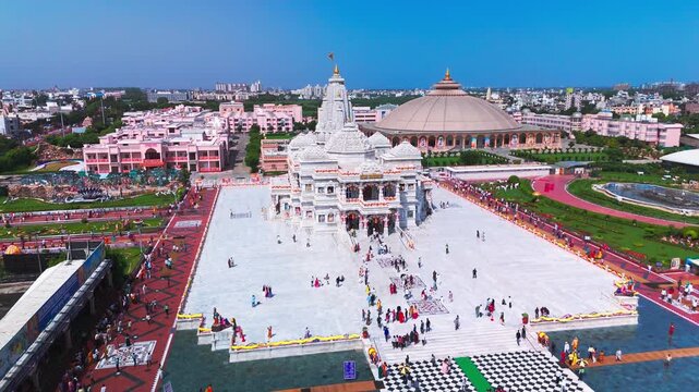 Prem Mandir Vrindavan- Aerial Drone View of Beautiful Temple in Vrindavan 
