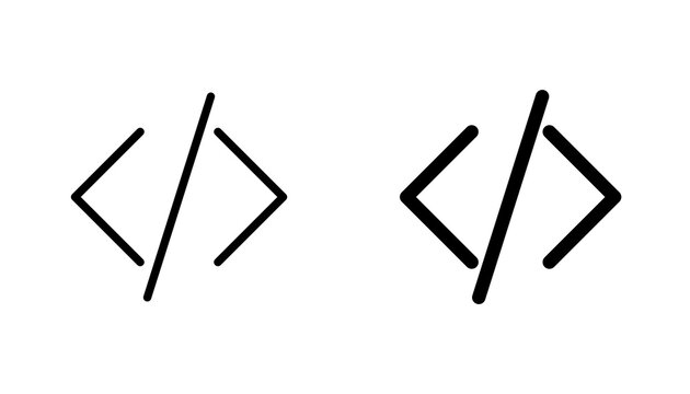 Code icon flat outline in black