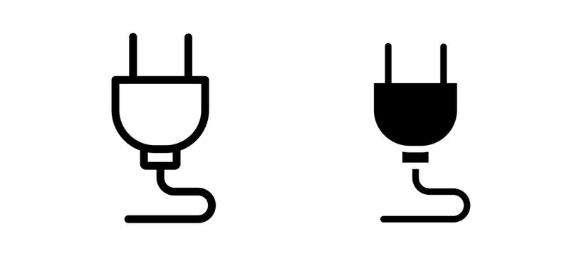 Plug icon flat outline in black