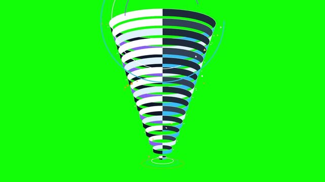 Abstract Rotating Colorful Circular Tornado Animation on Green Screen