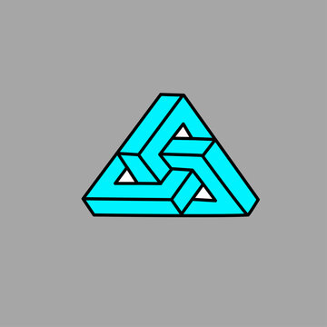 Abstract 3D Geometric Logo Elements with Penrose Triangle and Impossible Geometry