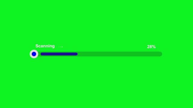 Flat vector illustration of a modern scanning progress bar with percentage indicator, representing system scanning, data analysis, software processing, loading status, and digital workflow.