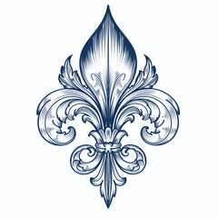 Hand drawn vector royal heraldic fleur de lis illustration isolated on light background © Mary fleur