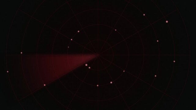 Red radar scope sweeping sonar screen seamless loop motion background