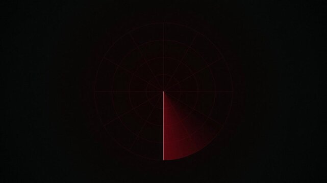Red radar screen sweep beam tracking targets seamless loop
