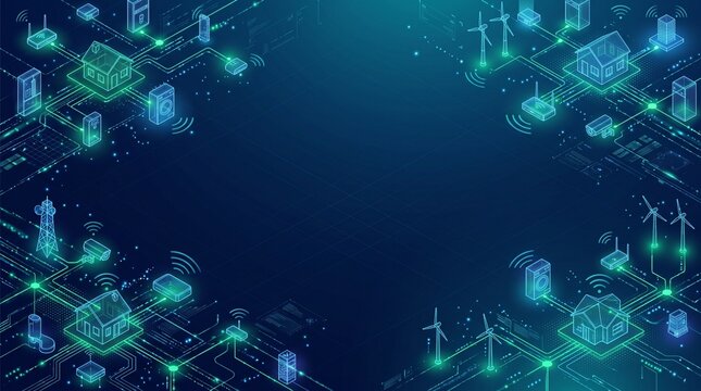 Internet of Things IoT Smart Home Automation Vector Abstract Background Template