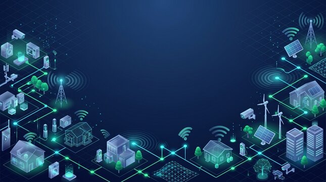 Internet of Things IoT Smart Home Automation Vector Abstract Background Template