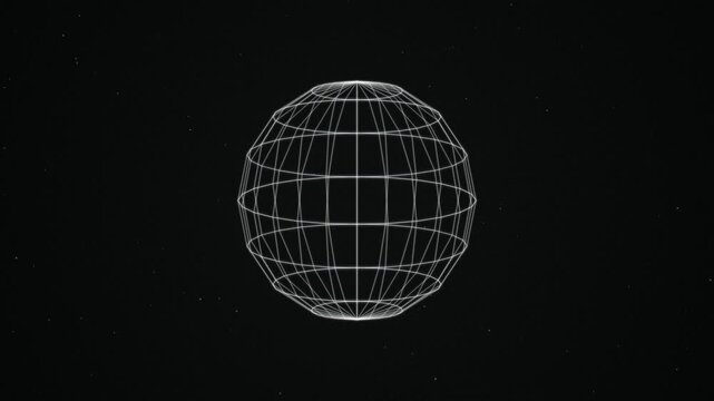 Wireframe sphere rotating space seamless loop motion background