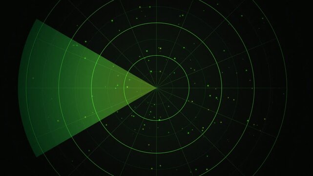 Radar screen green sweep tracking targets seamless loop motion