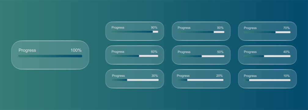 Progress Bar and Circular Loading Indicators UI Kit with Percentage Completion