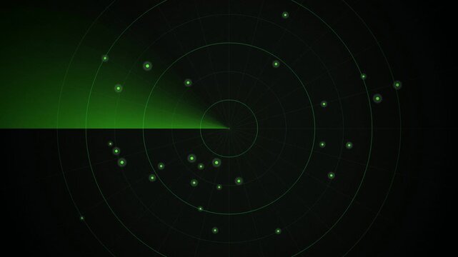 Green digital radar screen sonar tracking seamless loop motion